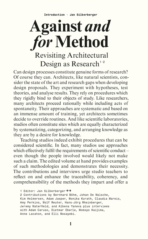 Against And For Method - Revisiting Architectural Design As Research