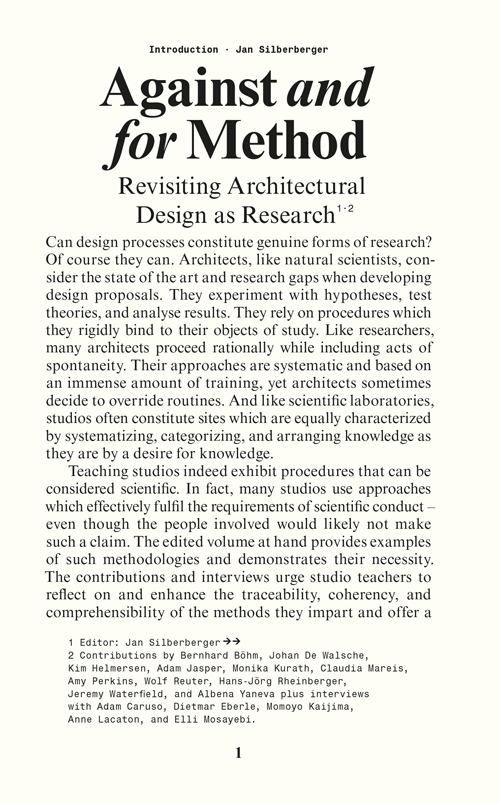 Against And For Method - Revisiting Architectural Design As Research Against And For Method - Revisiting Architectural Design As Research