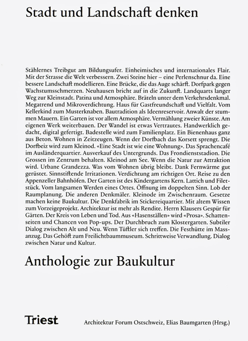 Stadt Und Landschaft Denken - Anthologie Zur Baukultur