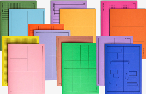 booq  / a double-sided notebook (7 colours/grids mixed)