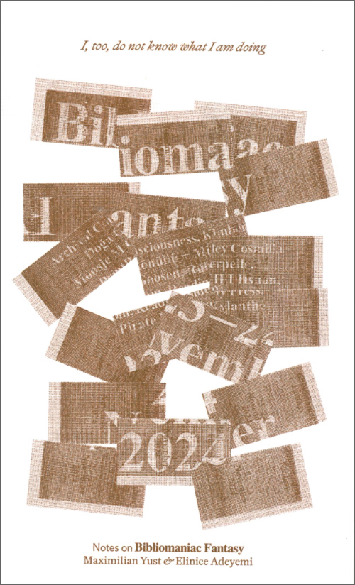 I, too, do not know what I am doing: Note on Bibliomaniac Fantasy