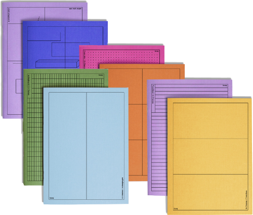 booq  / a new double-sided notebook BL/GN, YL/ PR, PK/OR, BL/PR