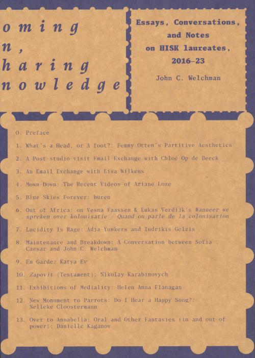 Homing In, Sharing Knowledge: Notes and essays on HISK laureates, 2016-23