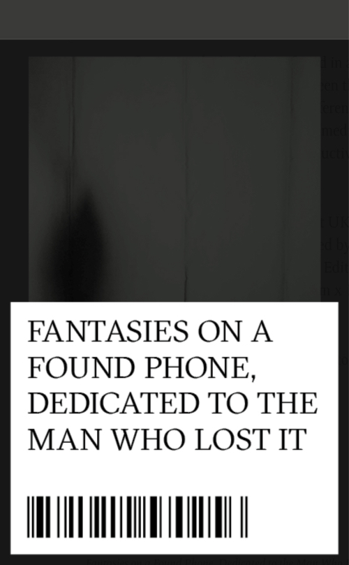 Fantasies on a Found Phone, Dedicated to the Man Who Lost It Fantasies on a Found Phone, Dedicated to the Man Who Lost It