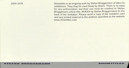 Stefan Bruggemann: Showtitles