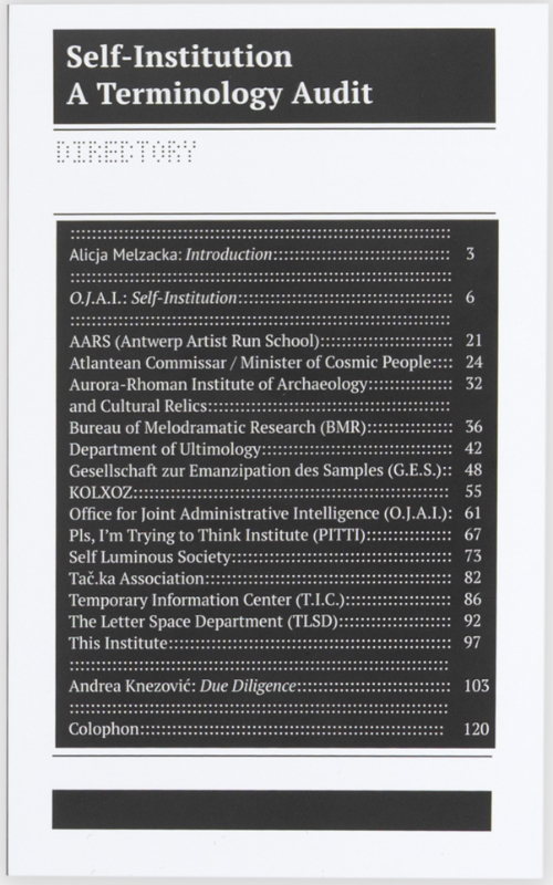 Self-Institution/ Terminology Audit